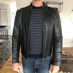 Sisley Men’s Black Leather Jacket Size Small